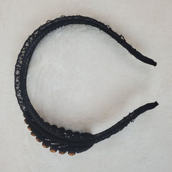 Purple Crystals Leaf Black Lace Hair Band - Picture 7 of 8